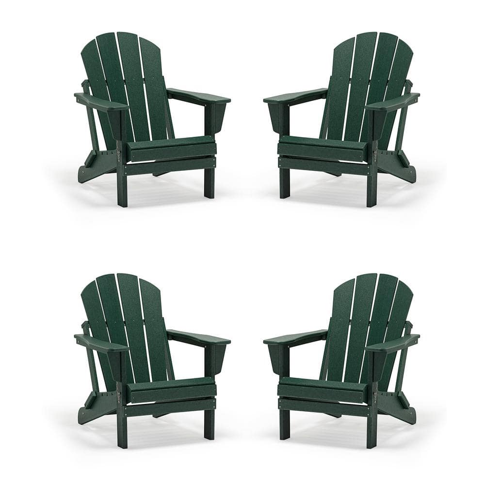 Uixe Classic Dark Green Folding Plastic Adirondack Chair 4 Pack ADK   Uixe Metal Adirondack Chairs Adk 2set Ml 4 64 1000 