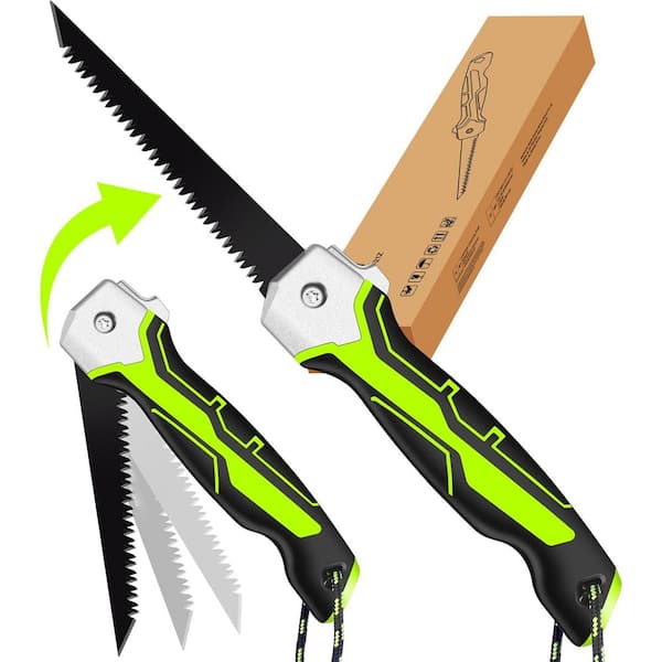 12.2 in. Folding Jab Saw with SK5 Blade and Safety Catch, Soft-Grip Handle, Ideal for Drywall, Plasterboard, PVC, Wood