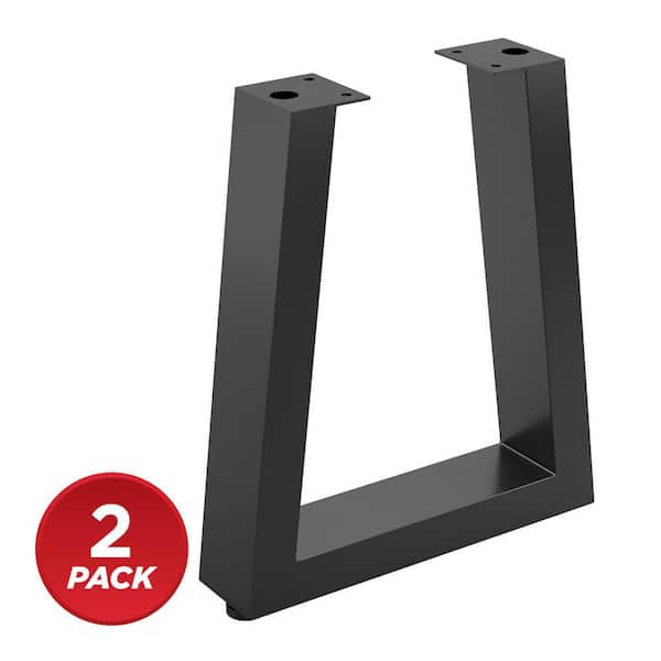 (2-Pack) 16 1/8 in. (410 mm) Matte Black Steel U-Shaped Bench Legs with Leveling Glide