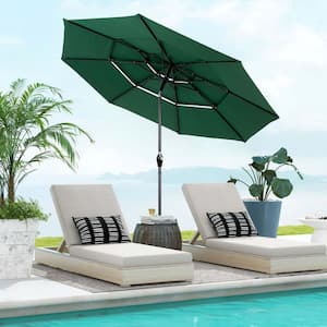 10 ft. Aluminium Market Tilt Patio Umbrella with Hand Crank Tilt in Dark Green