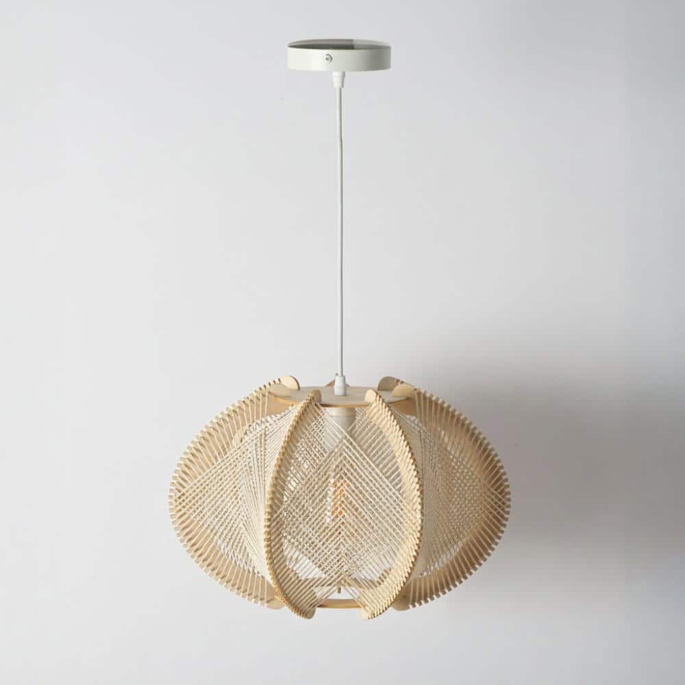Mid-Century Scandinavian 15.75 in. 1 Light Large Pendant Light with Wood & Hemp Rope Shade, Adjustable Height price history on PriceWatchPro
