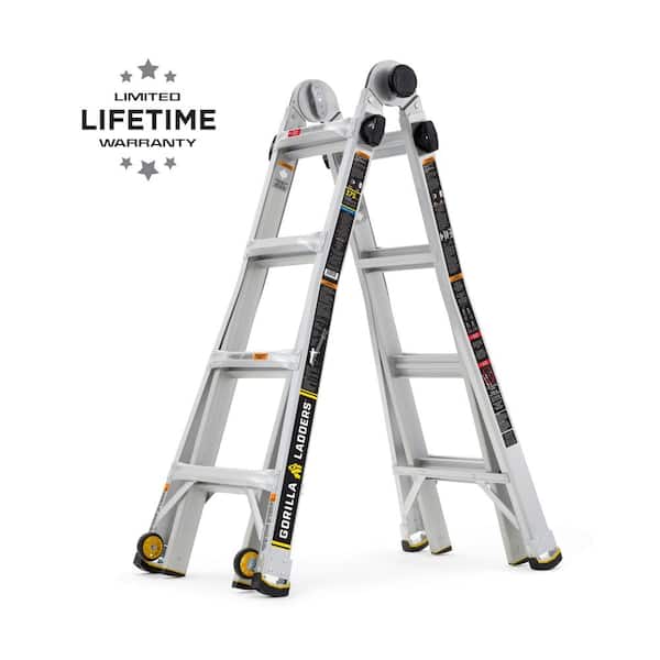 Gorilla Ladders Multi-Position Ladder 18' Reach MPX Aluminum 375lb Load Type IAA 