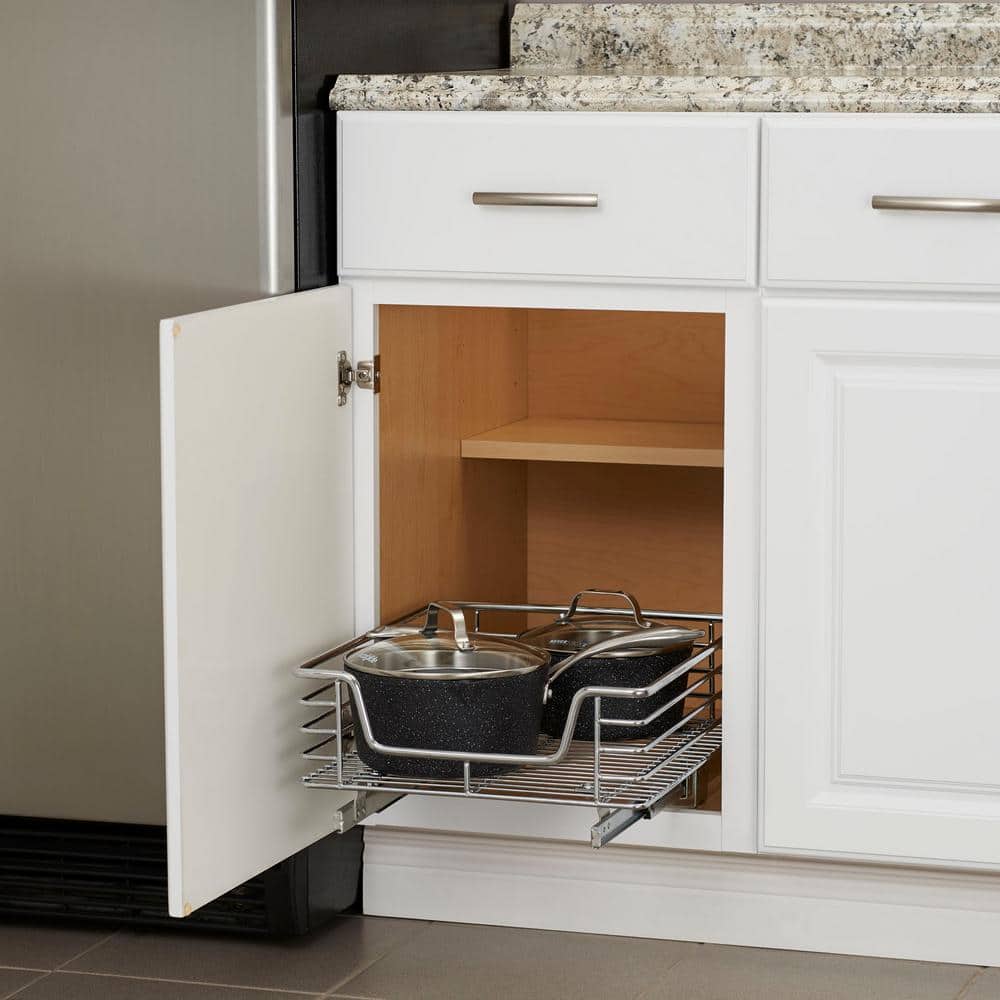 14.5 in. Chrome Sliding Pull-Out Cabinet Organizer