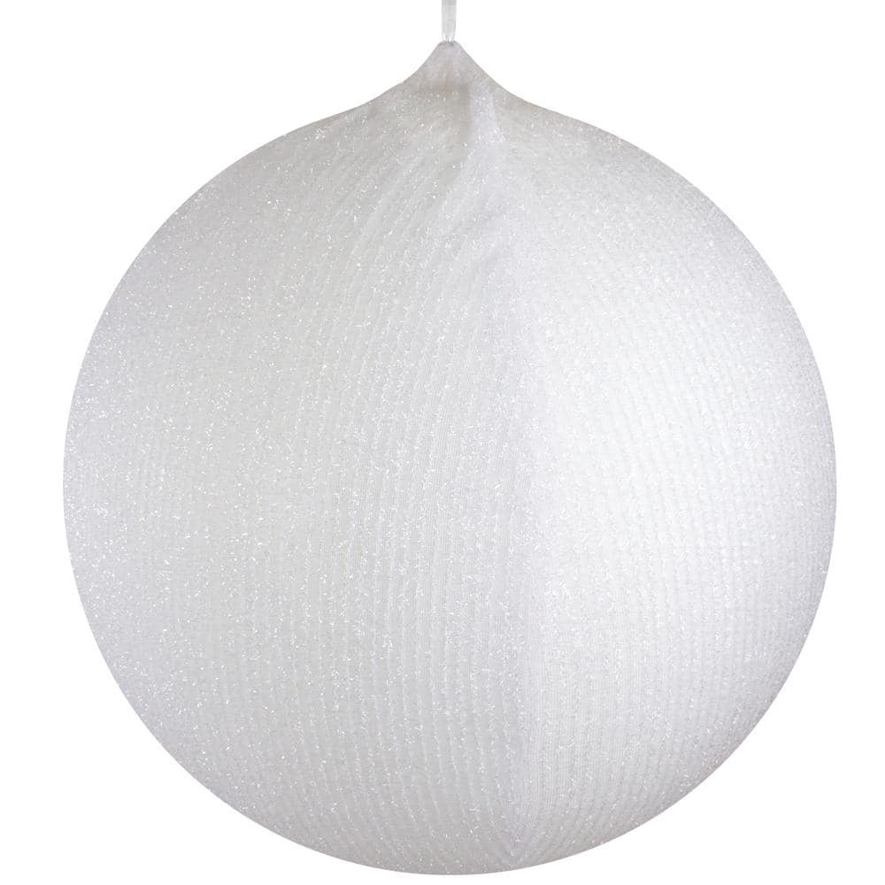 Northlight Tinsel Inflatable Christmas Ball Ornament Outdoor Commercial Decoration - 27.5 in. - White