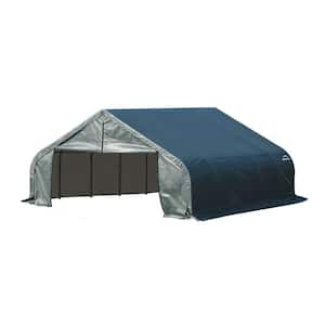 18 ft. W x 28 ft. D x 12 ft. H Steel and Polyethylene Garage without Floor in Green with Corrosion-Resistant Frame