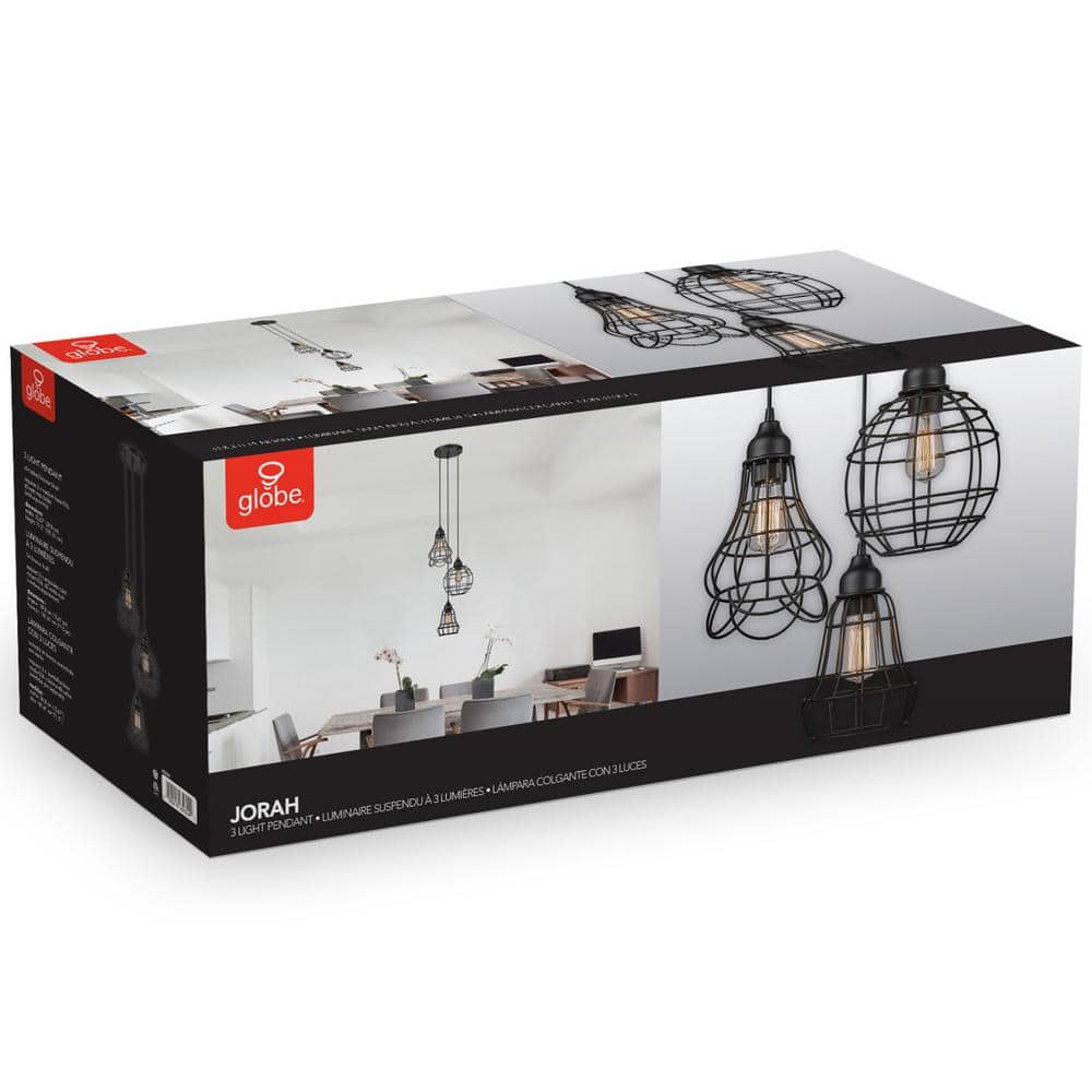 Jorah 3-Light Bronze Steel Cage Pendant Light