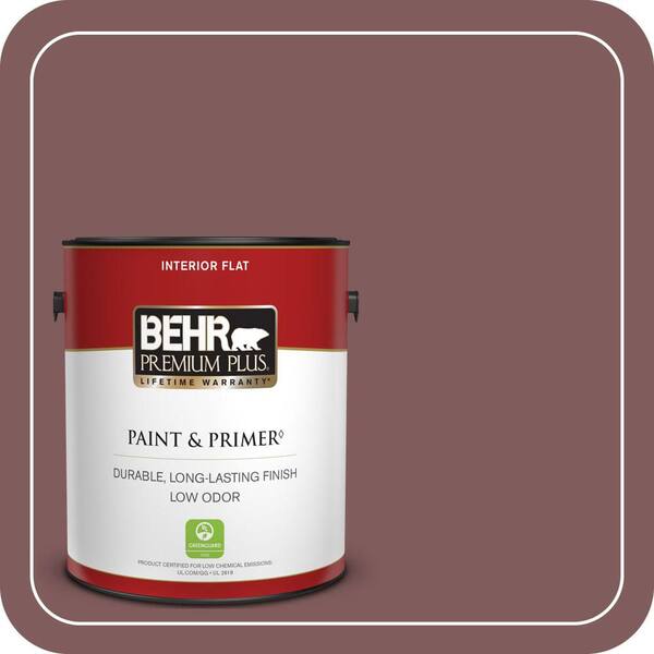 BEHR PREMIUM PLUS 1 gal. #140F-6 Book Binder Flat Low Odor Interior Paint & Primer