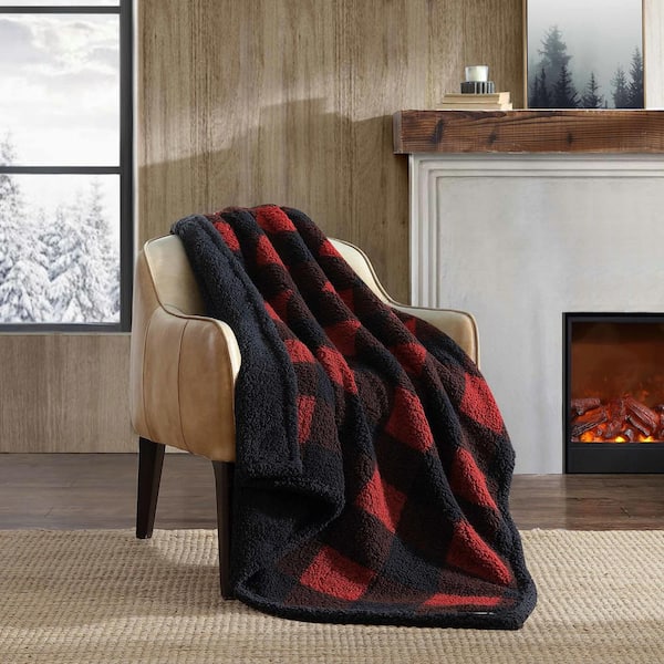 Home Decorators Collection Plush Red Plaid Sherpa Throw Blanket  ST50×70PBPHR - The Home Depot