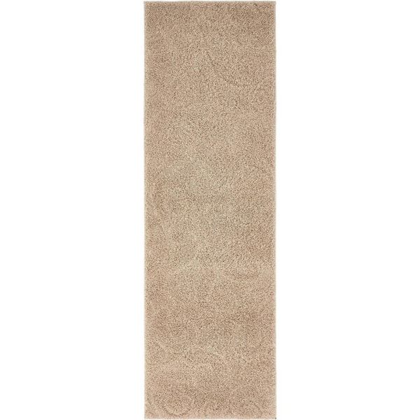 Floral Shag Carved Beige 2' 0 x 6' 7 Runner Rug