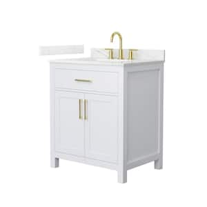 Beckett 30 in. Single Freestanding White Bath Vanity with Giotto Quartz Top (Assembled)