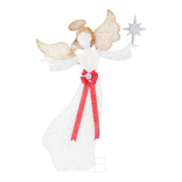 Home Accents Holiday 7.5 ft Polar Wishes LED 300-Light Angel with Star Yard Sculpture