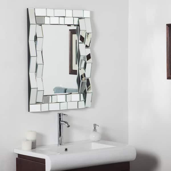 Decor Wonderland 32 in. H x 24 in. W Contemporary Bathroom Vanity Wall Mirror with Dual Mounting Hardware