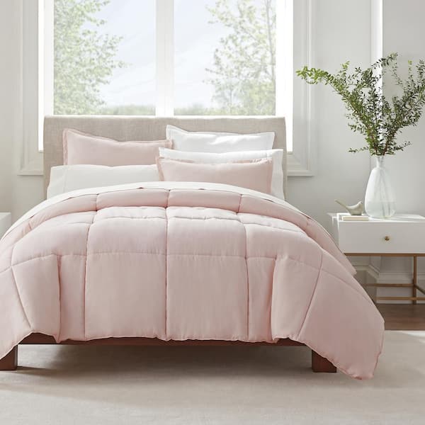 Serta Simply Clean 2-Piece Blush Pleated Microfiber Twin XL Comforter Set