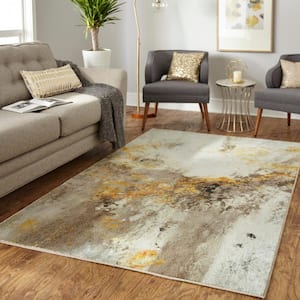 Gold Vein Grey 8 ft. x 10 ft. Abstract Area Rug