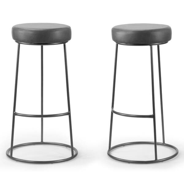 Glamour Home Amie 30.25 in. Grey Backless Bar Stool with Gunmetal Grey Frame (Set of 2)