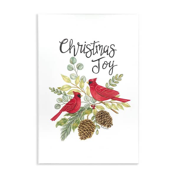 Stupell Industries Christmas Joy Cardinals by Deb Strain 1-Piece Unframed Graphic Print Typography Poster Art Print 15 in. x 10 in.