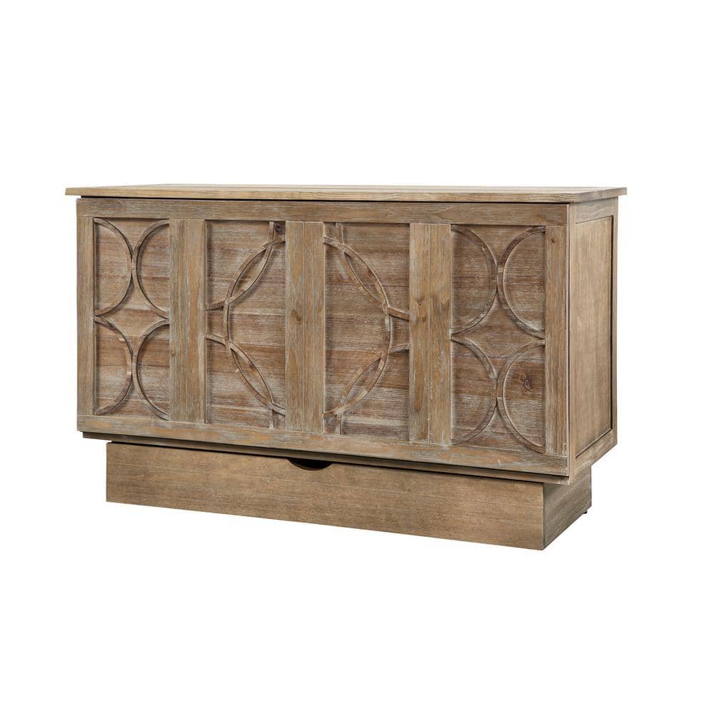 Queen Size Ash Wood Murphy Cabinet Bed with Drawer