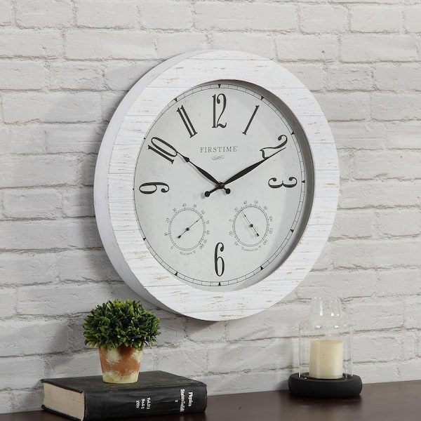 FirsTime & Co. 18 in. Shiplap Planks Outdoor Clock