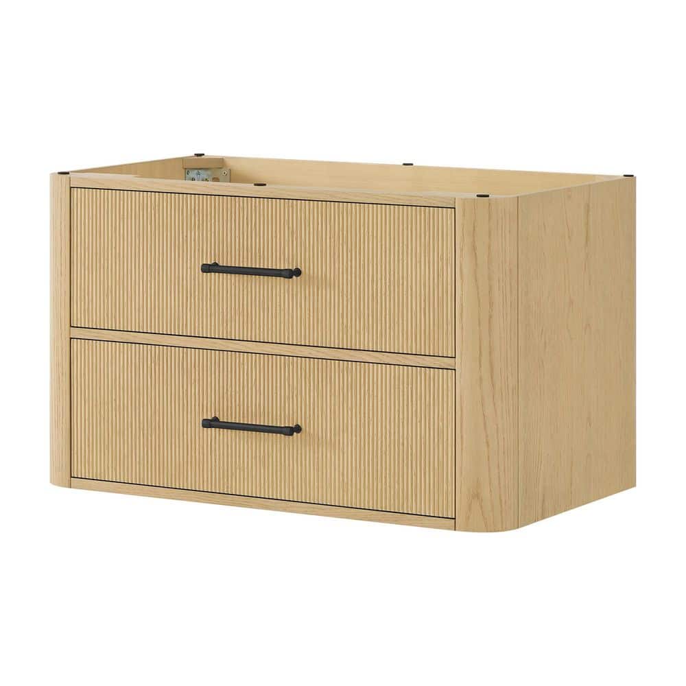Francesca WM 36 in. Wall-Mounted Bath Vanity Cabinet without Top in Scandinavian Oak with Matte Black Trim price history on PriceWatchPro
