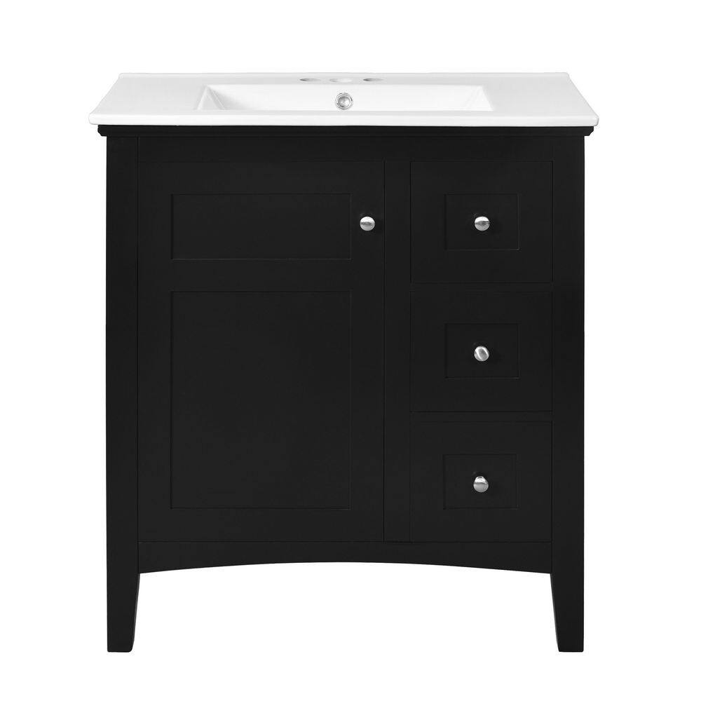30 in. Single Sink Freestanding Black Bath Vanity with White Ceramic Top price history on PriceWatchPro