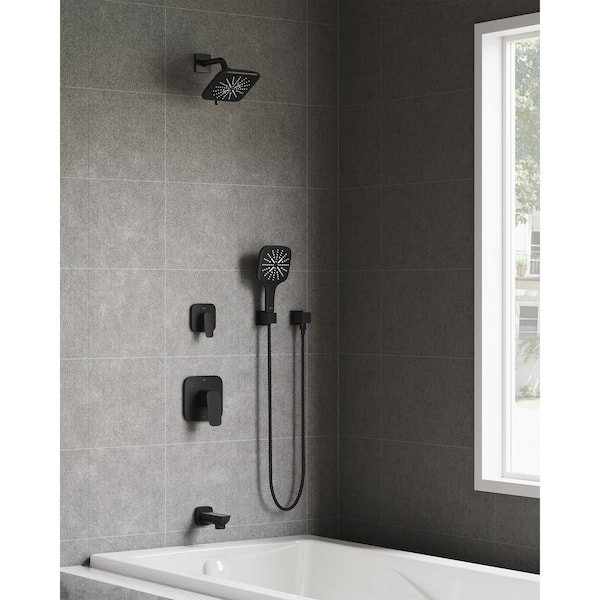 GROHE Cubeo 1-Handle Wall Mount Tub & Shower Trim in Matte Black
