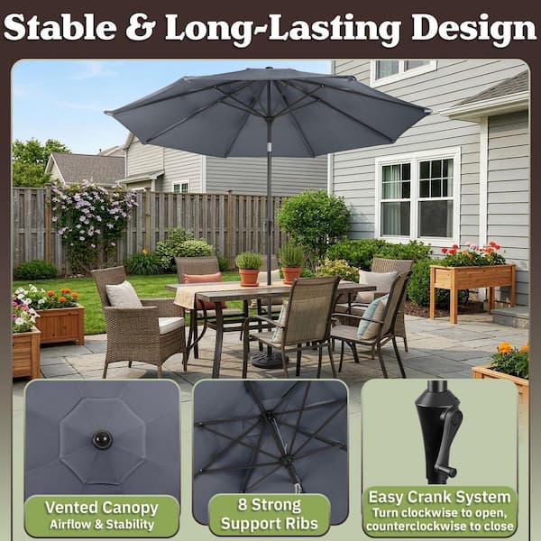 9 vinyl patio umbrella Villacera 9-Foot Outdoor Patio Umbrella with Base