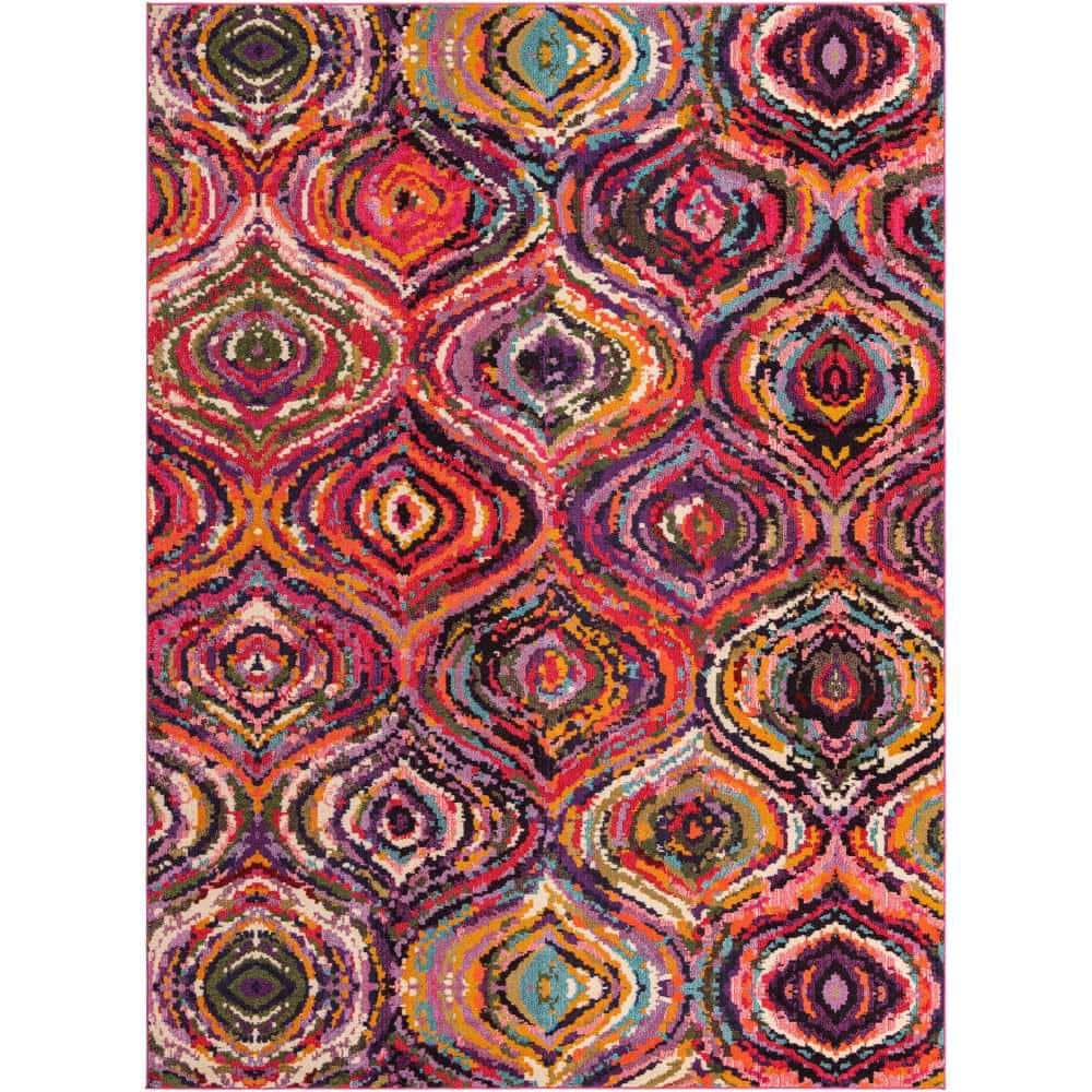 Luminous Light Blue 9' x 12' Abstract Synthetic Area Rug