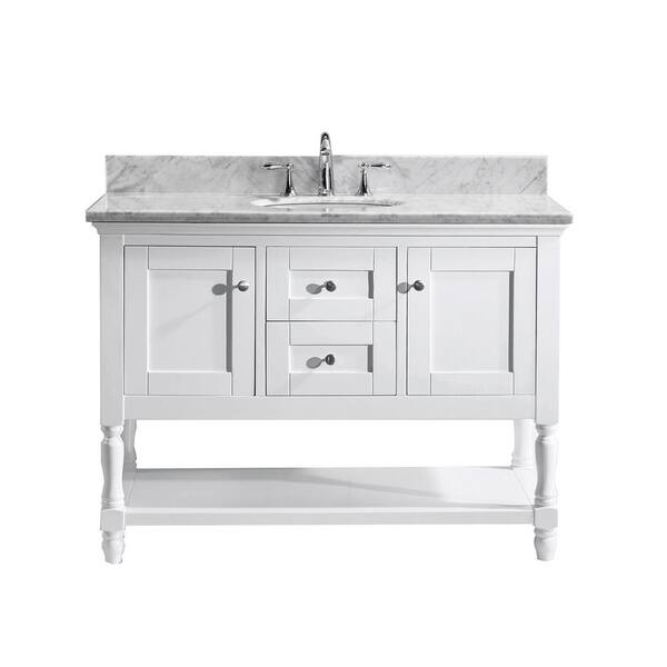 Virtu USA Julianna 49 in. W Bath Vanity in White with Marble Vanity Top in White with Round Basin and Faucet