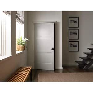 30 in. x 80 in. 3 Panel Birkdale Primed Left-Hand Smooth Solid Core Molded Composite Single Prehung Interior Door
