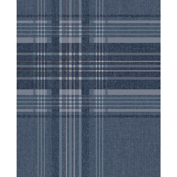 Camden Plaid Wallpaper in Natural & Navy