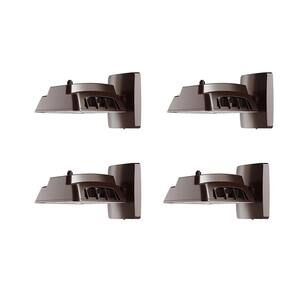 300-Watt Equivalent Bronze Outdoor Integrated LED Dusk to Dawn Flood Light with Wall Mount, 4000K (4-Pack)