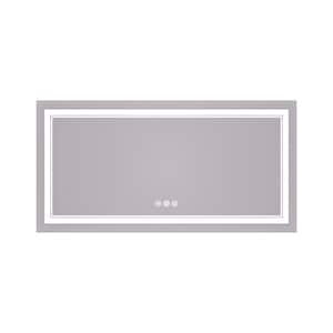48 in. W x 24 in. H Rectangular Frameless LED Light Anti-Fog Wall Bathroom Vanity Mirror with Frontlit and Backlit