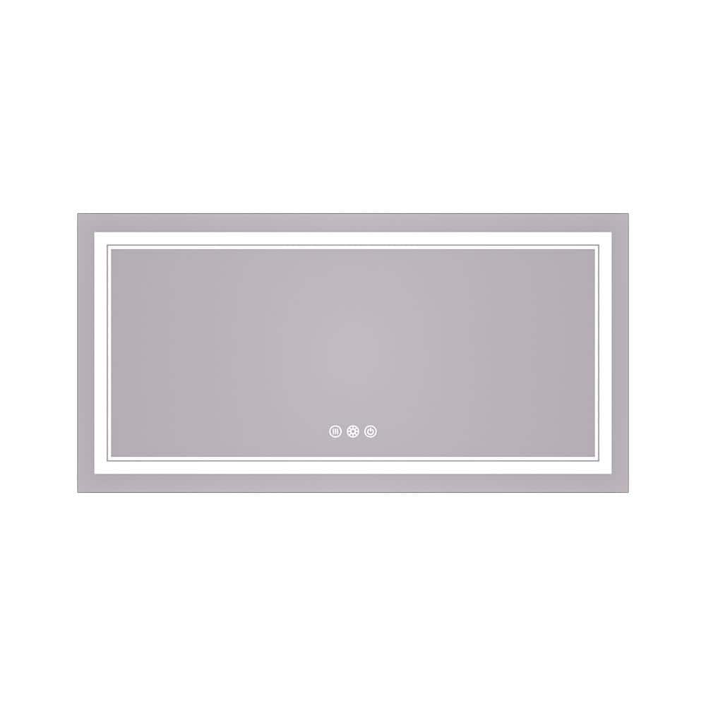 Large Silver Frameless LED Light Bathroom Vanity Mirror