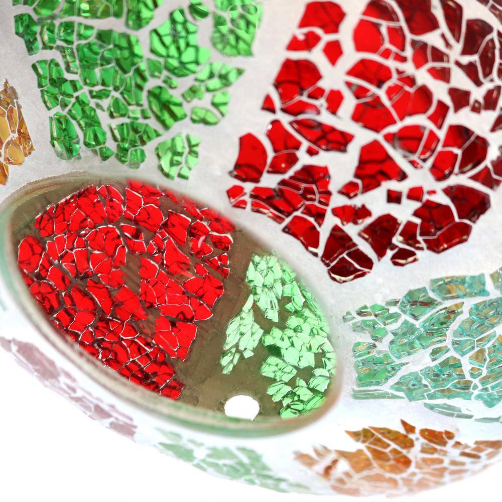 6.5" Summer Mosaic Glass Hanging Bird Feeder