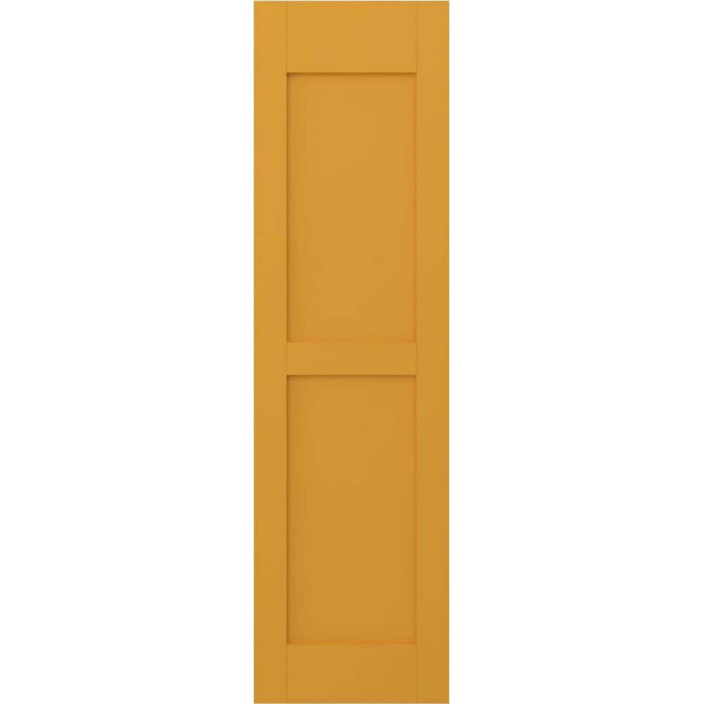 18 in. W x 62 in. H Americraft 2-Equal Flat Panel Exterior Real Wood Shutters Pair in Turmeric price history on PriceWatchPro