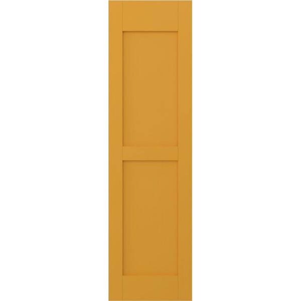 Ekena Millwork 18 in. W x 72 in. H Americraft 2 Equal Flat Panel Exterior Real Wood Shutters (Per Pair) in Turmeric
