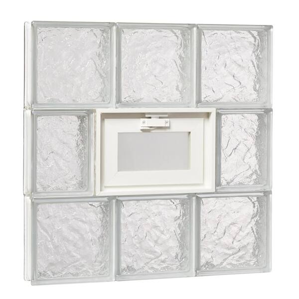 TAFCO WINDOWS 23.25 in. x 23.25 in. x 3.125 in. Ice Pattern Glass Block Masonry Window with Vent