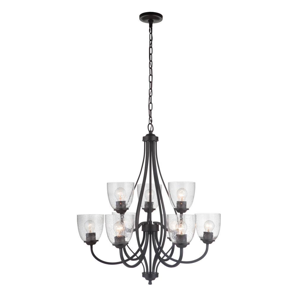 Serene Espresso Crystal 9-Light Transitional Chandelier