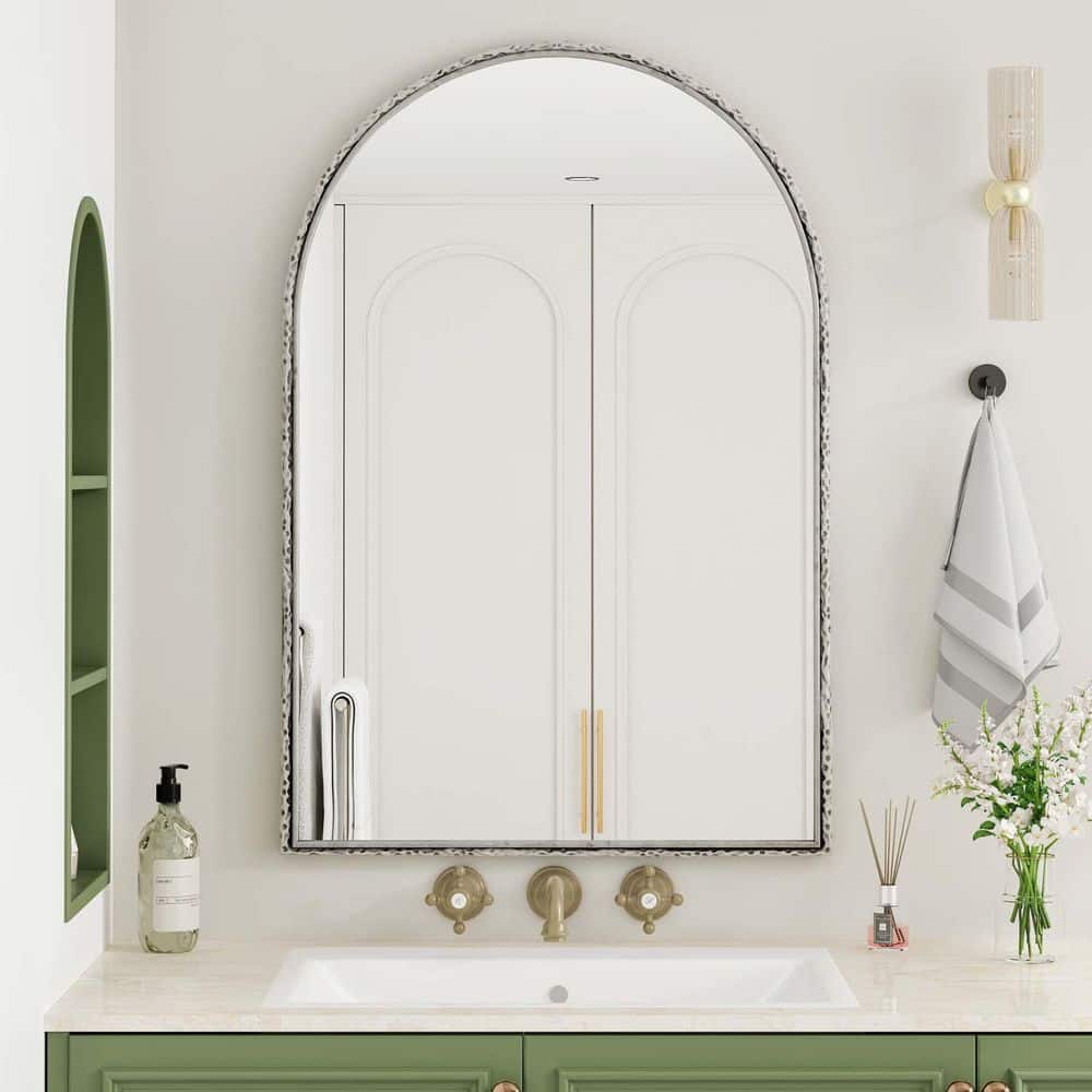24.02 in. W x 35.83 in. H Arched Wall Mirror, Wall Mounted Vanity Mirror, D