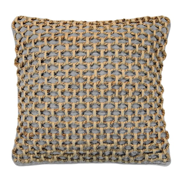Boho Living Jada Gray Geometric Braided Polyester 18 in. x 18 in. Throw Pillow