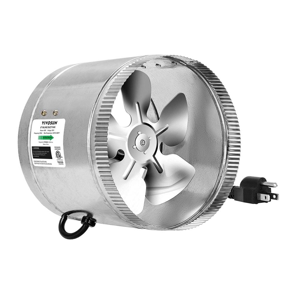 Aoibox 8 Inch 420 CFM Silver Low Noise Inline Duct Fan HVAC Exhaust  Ventilation Fan for Basements, Bathrooms, Kitchens, Attics SNSA05FN028 -  The Home 