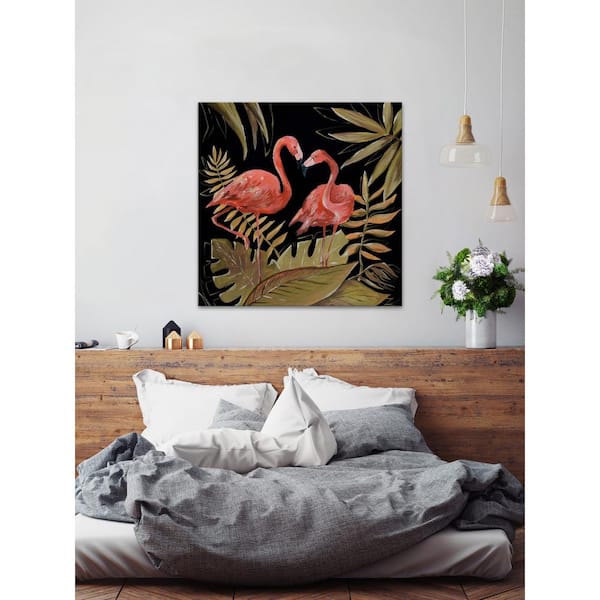 The Crane/Flamingo Collection Oil Painting Wall Art on Wood Stretched Canvas  with Frame for Vintage Home Decor