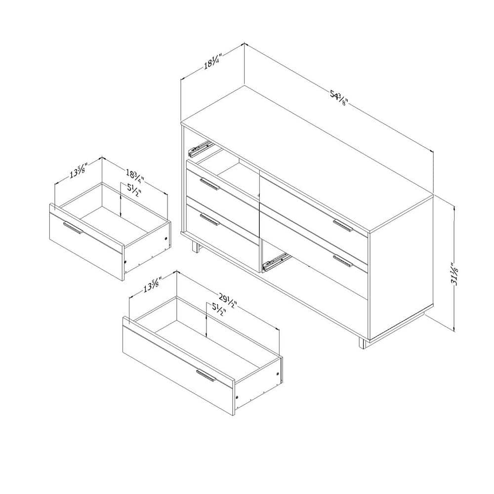 Rustic Oak Double 6-Drawer Dresser with Metal Pulls