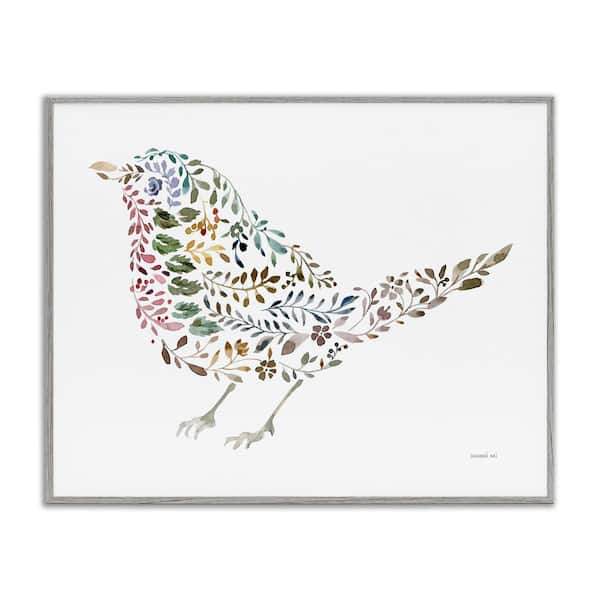 Stupell Industries Floral Nature Bird by Danhui Nai Gray Framed Animal Giclee Art Print 11 in. x 14 in.