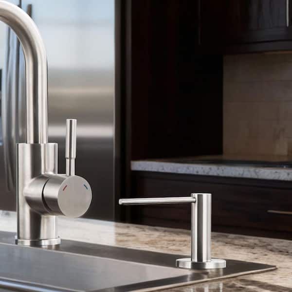 Brushed Nickel Kitchen Sink Soap and Lotion Dispenser with 17 oz. Bottle Sink Mount for Kitchen Countertop Hand Soap