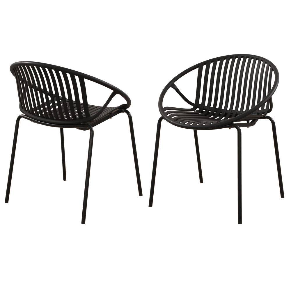 Stackable Patio Dining Chairs, Metal Legs and Plastic Backrest, 2-Pack, Black price history on PriceWatchPro