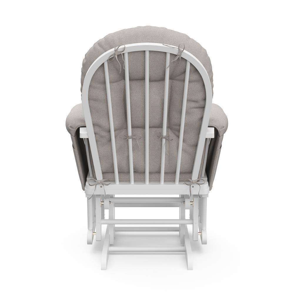 White and Taupe Swirl Glider with Ottoman Set