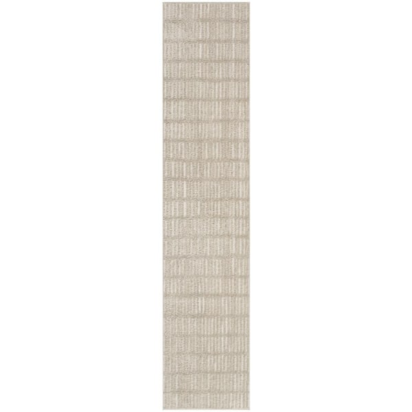 Nourison Cozy Modern Grey Ivory 2 ft. x 10 ft. Linear Contemporary Runner Area Rug