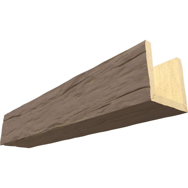 Ekena Millwork Endurathane 10 in. H x 10 in. W x 16 ft. L Riverwood Rustic Taupe Faux Wood Beam