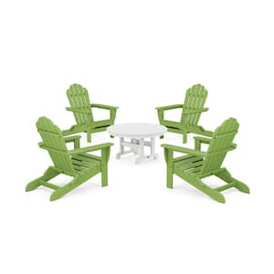 Monterey Bay 5-Piece Plastic Patio Conversation Set in Lime Folding Adirondack Chair